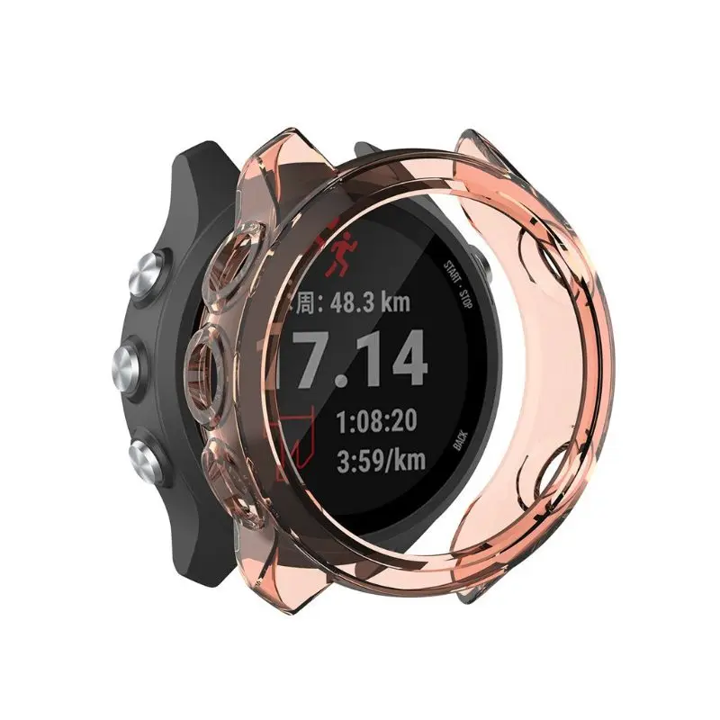 واضح إطار من البولي يوريثان حامي ساعة غلاف حماية شل ل Garmin Forerunner 645 الموسيقى/64 سوار ساعة ذكية اكسسوارات