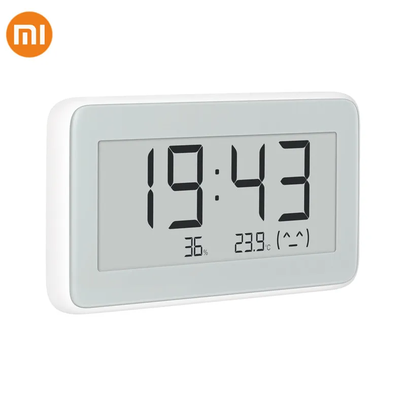 Xiaomi Mijia BT4.0 Alat Pengukur Suhu LCD Termometer Higrometer Dalam & Luar Ruangan Jam Digital Elektrik Pintar Nirkabel