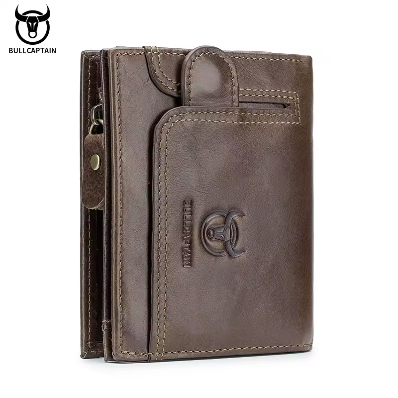 BULLCAPTAIN 100% Genuine Leather Men's Rfid Wallet Multifunctional Storage Bag Coin Purse Wallet Card Case - Image 7