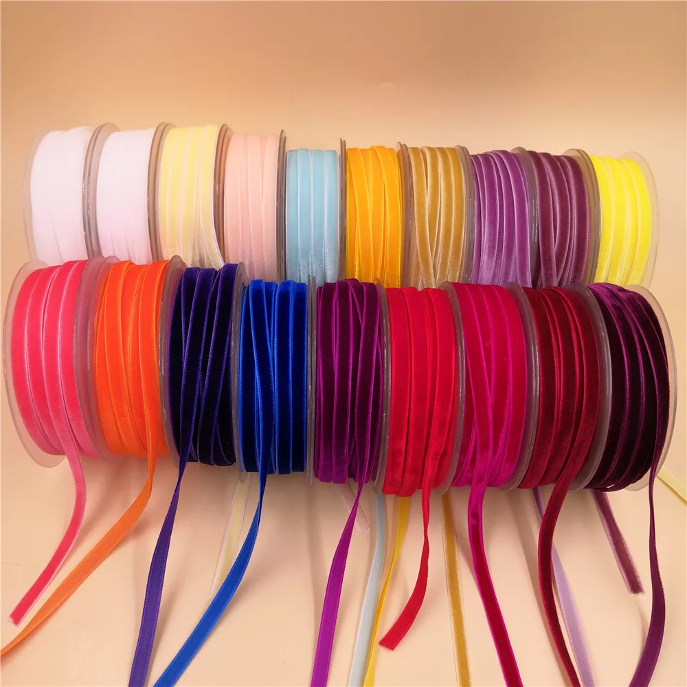 6/10/15/25/38mm Ginger Nylon Velvet Ribbon inelastic Single Face Fabric Trims for DIY Present Box Crafts Wrap Decoration