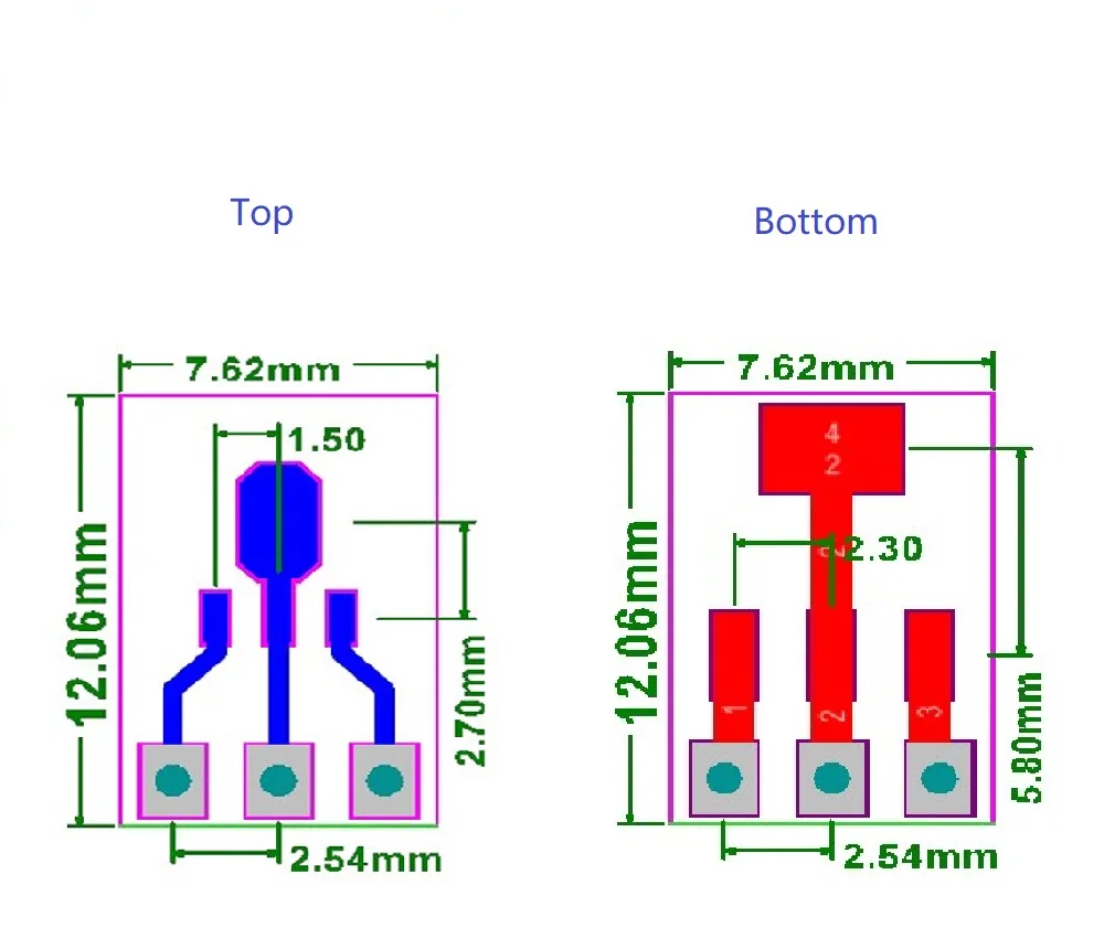 SOT89 to DIP sot223 to SIP3 SMT 어댑터 pcb 보드