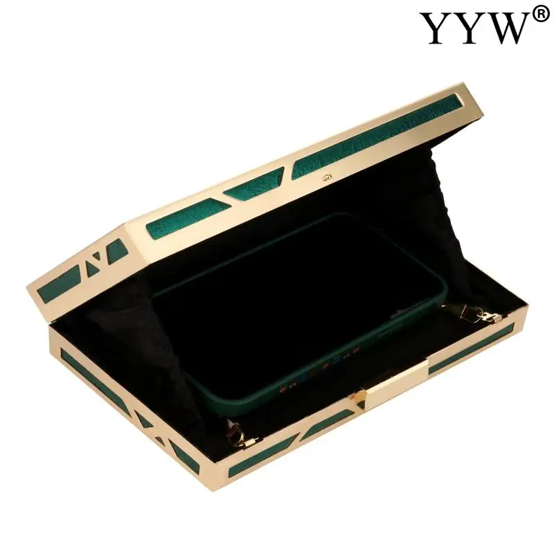 Flannelette Women Clutch Bag Evening Purse Day Clutches Elegant With Chain Rectangle Green Design For Ladies Wedding Party Purse