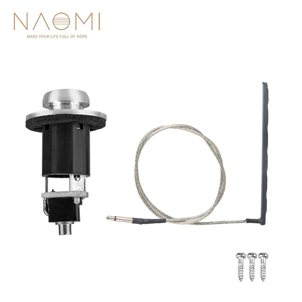 NAOMI 6.35MM Endpin Output Jack With Passive Piezo Cable Under-Saddle Pickup Stick For Acoustic Guitar Easy To Install