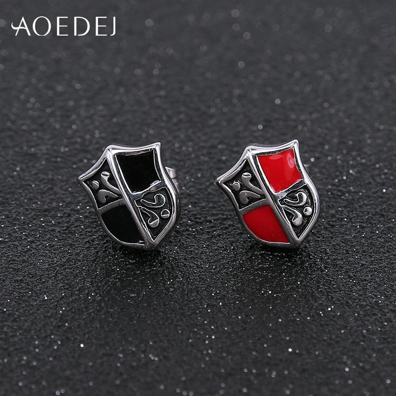 AOEDEJ Punk CZ Stone Stud Earrings for Men Stainless Steel Hip Hop Skull Ear Studs Rock Roll Jewelry Accessories