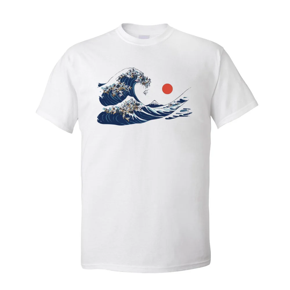 

Футболка The great wave of French IE, футболки для мужчин, милая Новогодняя хлопковая Футболка с круглым вырезом и короткими рукавами, Повседневная футболка