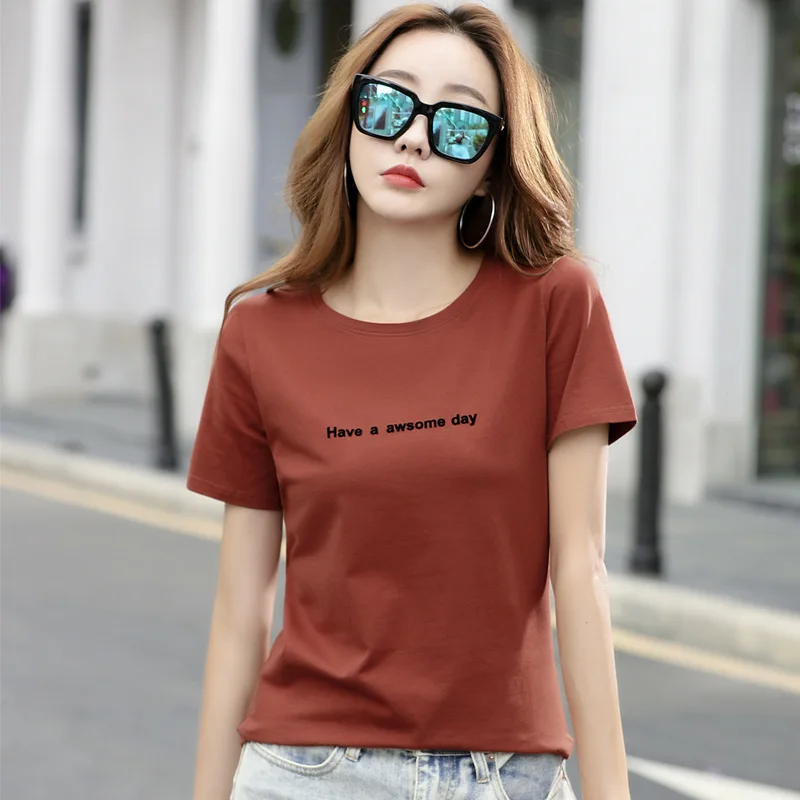 

T Shirt Women Cotton Tops Tees Short Sleeve Summer Female T-shirt Casual Women's Shirt Letter Print T-shirts Camisetas Mujer