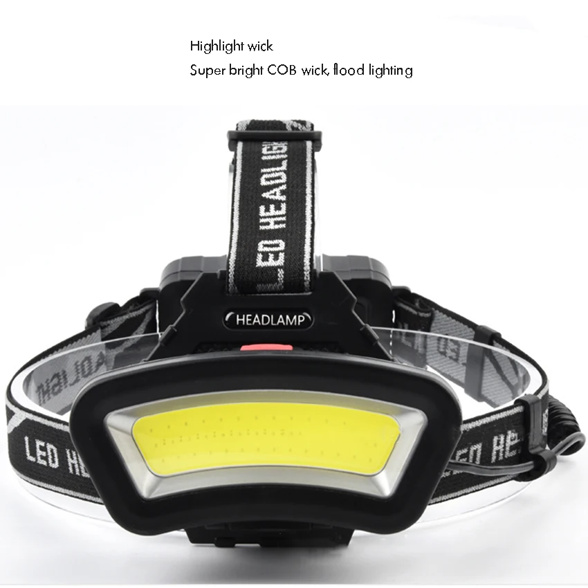 COB Headlamp Flashlights, USB Rechargeable Head Lamps, Red Lights, 4 Modes, Lightweight for Camping, Cycling, Hunting