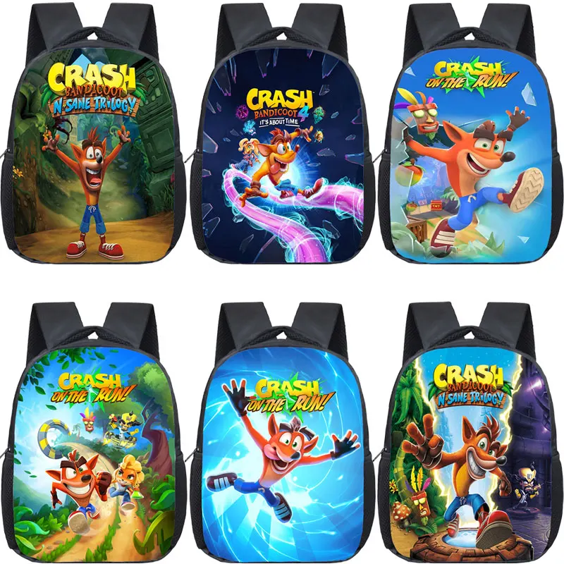 

12 Inch Backpack Crash Bandicoot 4:It's About Time Kindergarten Bags Game On the Run Schoolbags Child Rucksack Mochila Kids Bag