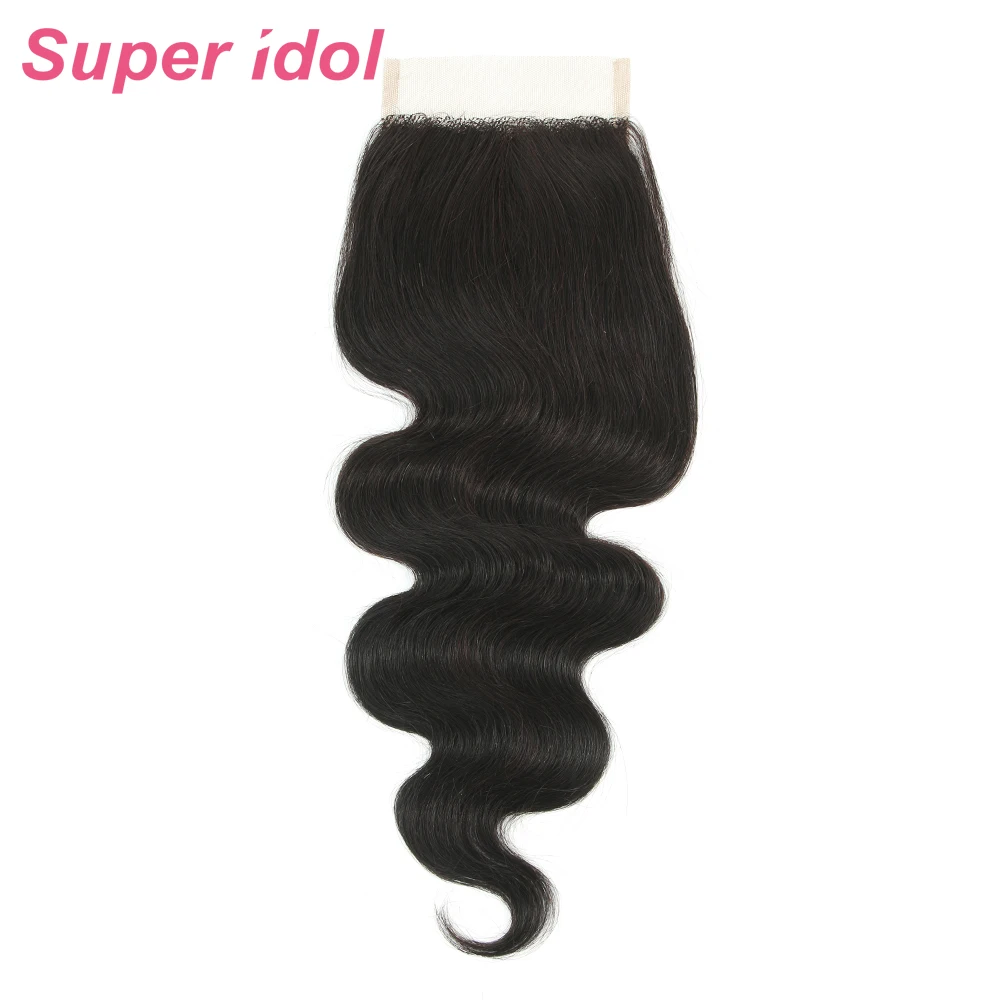 Super Idol Brazilian Body Wave Hair 100% Remy Human Hair 4X4X1 Tpart Lace frontal closure 10-20inch Hair Extensions