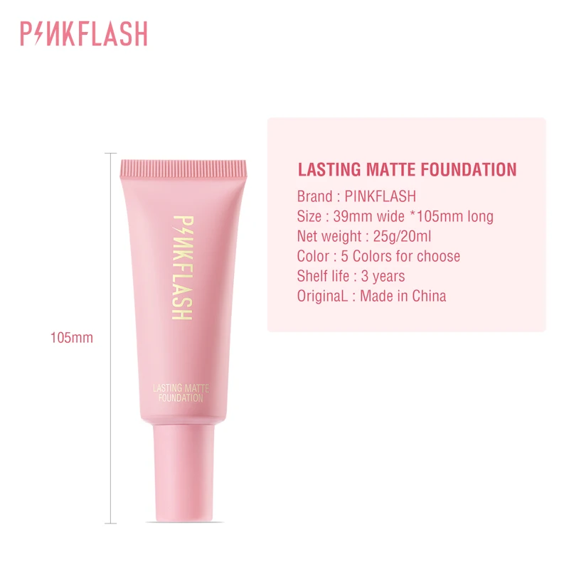 PINKFLASH Makeup Foundation Full Concealer Smooth Oil Control Matte Base Cosmetics Natural Make Up Look Face Foundation