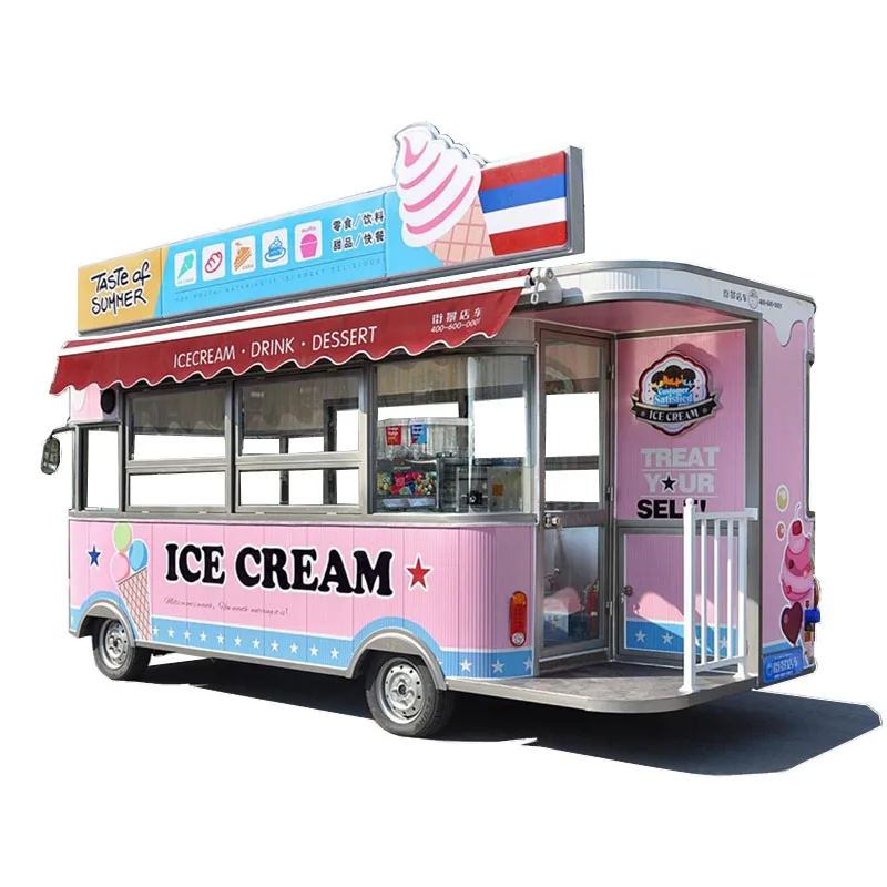 Mobile Food Truck For Sale Electric Street Fast Catering Cart Hot Dog Ice Cream Vending Van