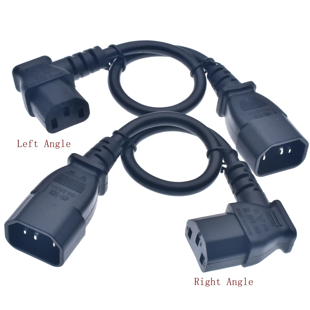 IEC60320 C13 Angle Converter Angle Extension Cable C13 to C14 PDU Up Down Right Angle Power Cables Male to Female AC Power Cord