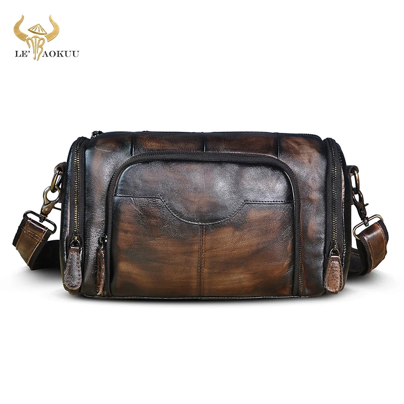 

Natural leather Men Vintage Shoulder crossbody Messenger Bag Designer Mochila University College Book School Student bag b258