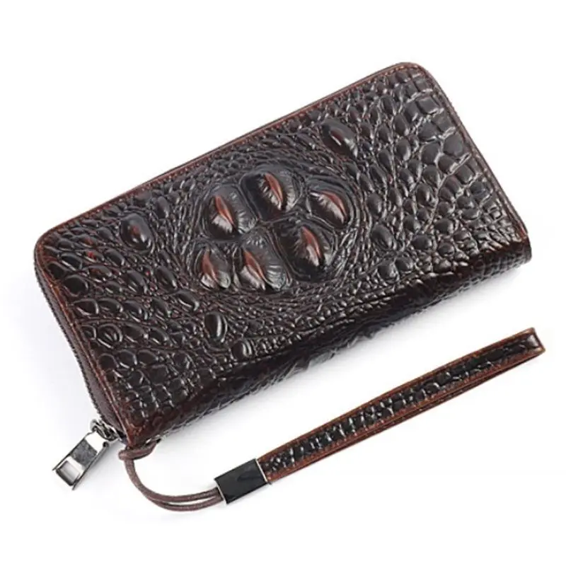 

New Fashion Alligator Business Men's Long Wallets Natural Real Leather Male Cow Genuine Leather Cash Purses Clutch High Quality