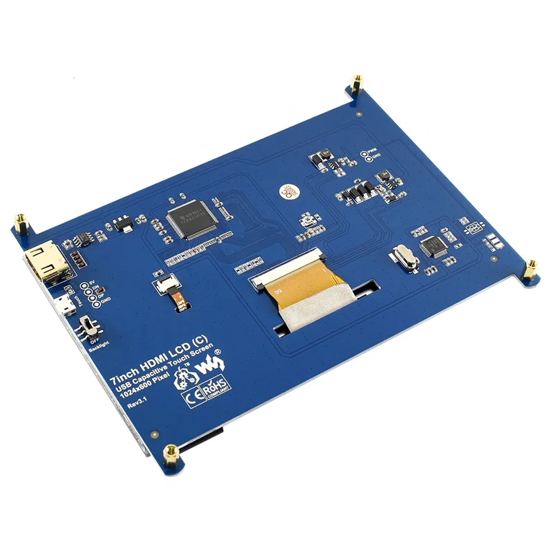 Imagem -03 - Tela Lcd com Sensor de Toque Capacitivo de Polegadas Raspberry pi c 1024x600 Hdmi Ips Baixa Potência