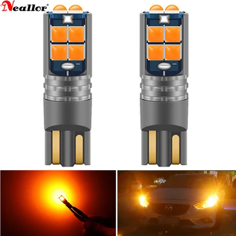 Светодиодные лампы T10 W5W 2 шт. для автомобиля, оранжевые, яркие