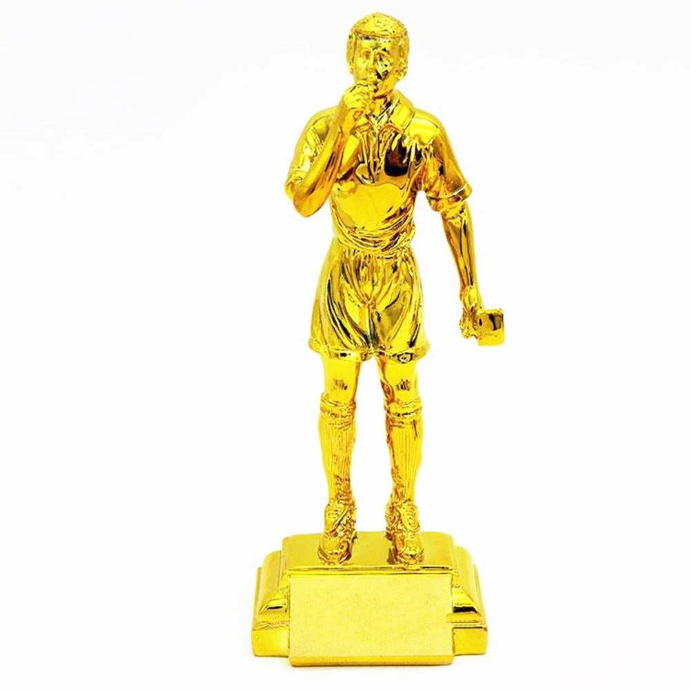 hot sale  24cm Height Gold Football Referee Trophy Football Cups Resin Material The Best Referee Package With Polyster