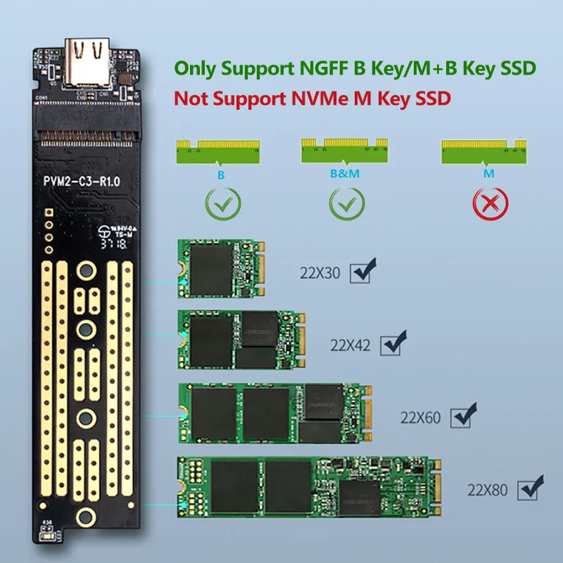 ORICO TCM2F-C3 M2 SSD Ốp Lưng NGFF M.2 Để USB3.1 Loại C 5Gbps Trong Suốt Ổ Cứng Cho M.2 NGFF SATA B Key SSD Đĩa Hộp