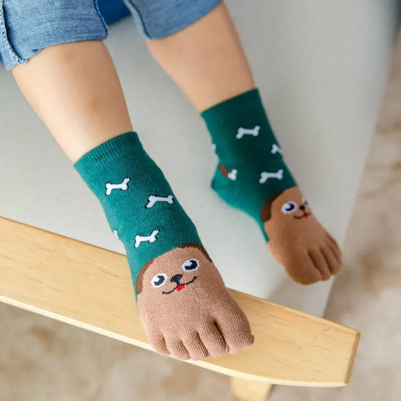 Toddler Kids Baby Girls Boys Winter Cotton Socks Animal Cartoon Five Fingers Sock Hosiery Toe Socks