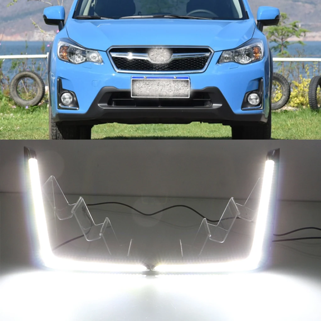 

2 Pieces Car LED Daytime Running Lights For Subaru XV 2016 2017 12V Daylights Waterproof Replace Fog Lamp Covers Hole DRL