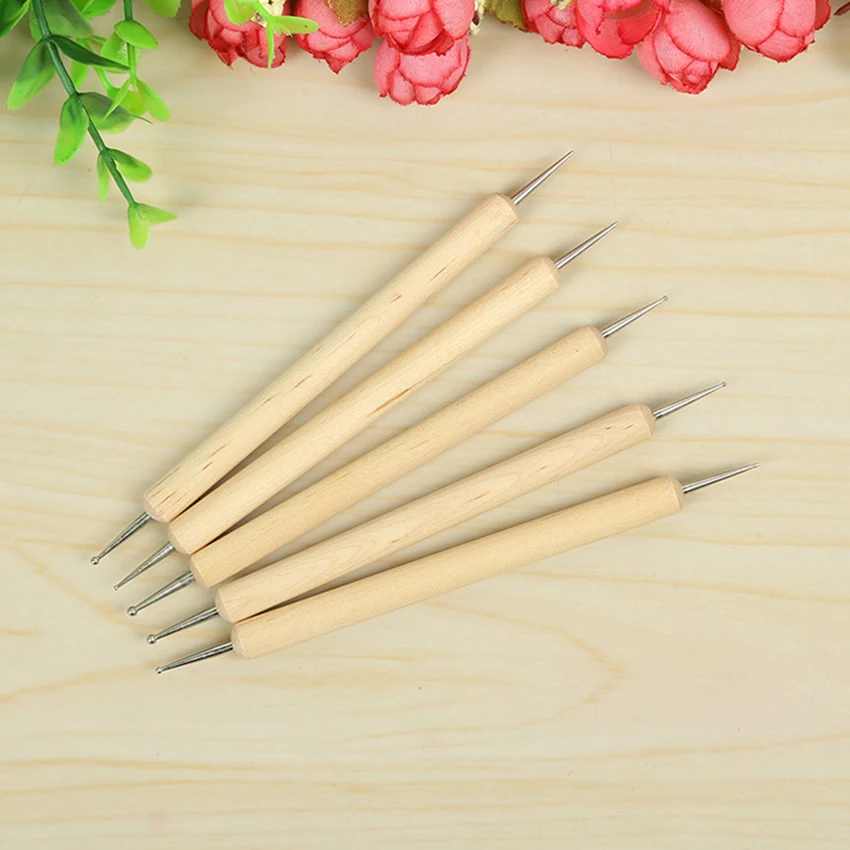 5PCS/Set Embossing Styluses Set with Different Size Double End Tracing Dotting Tool for Pottery Clay Craft Sculpting, Nail Art