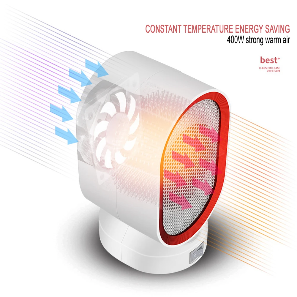 Aquecedor de parede elétrico, portátil, termostato ajustável, prático, para ventilador de inverno, fogão de aquecimento