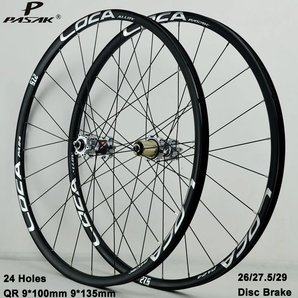 MTB Wheelset, 26, 27.5, 29er, 700C Rims, 24 Holes, Straight Pull Disc Brake, Sealed Bearings QR 9x100 10x135mm