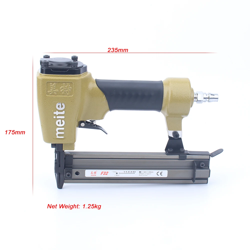 Meite F32 Pneumatic Brad Nailer Gun Air Stapler  Tools for Decoration/Leather/Shoes