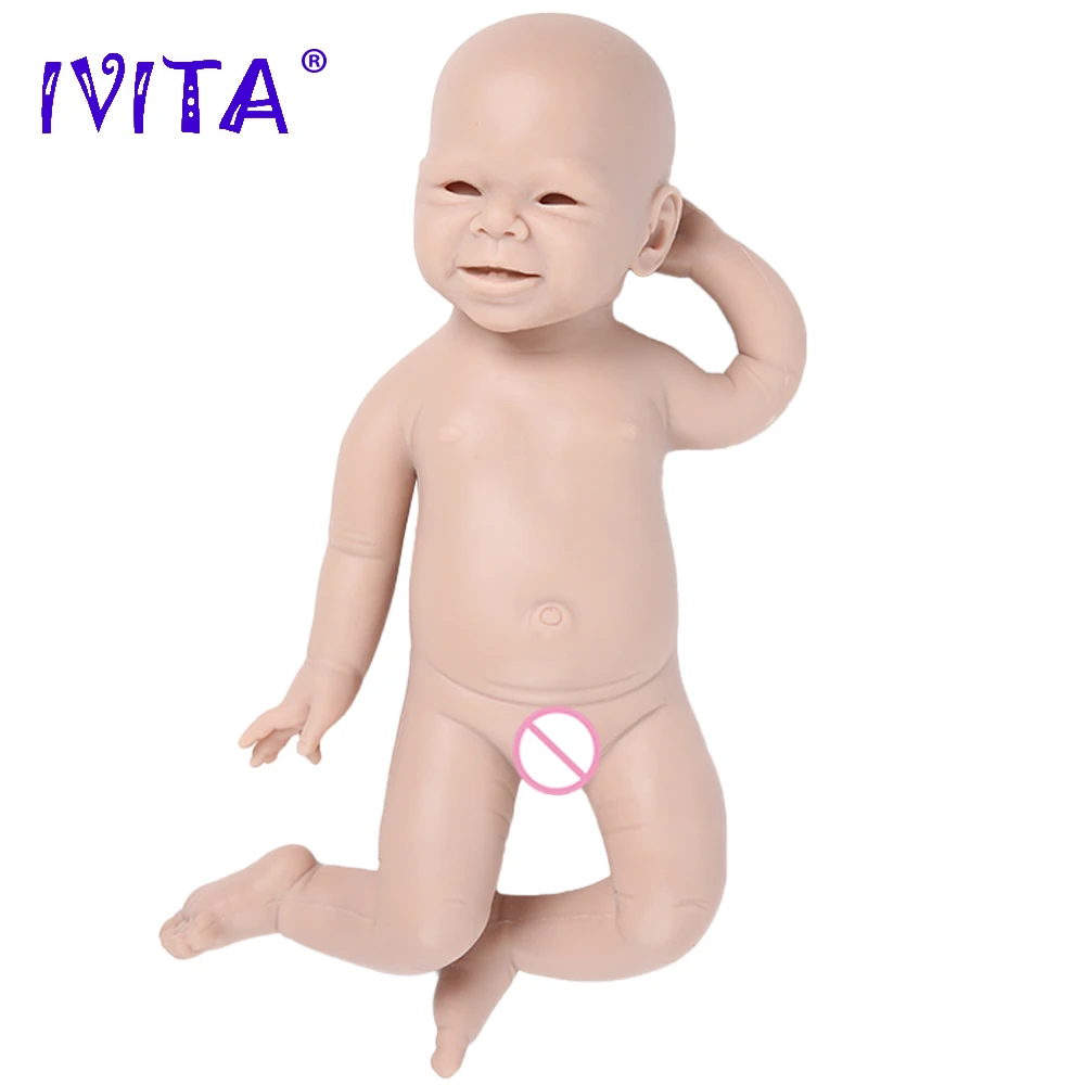 

IVITA WG1516 19inch 3400g Realistic Silicone Reborn Baby Doll Girl Newborn Unpainted Unfinished Dolls with Eyes Children Toys