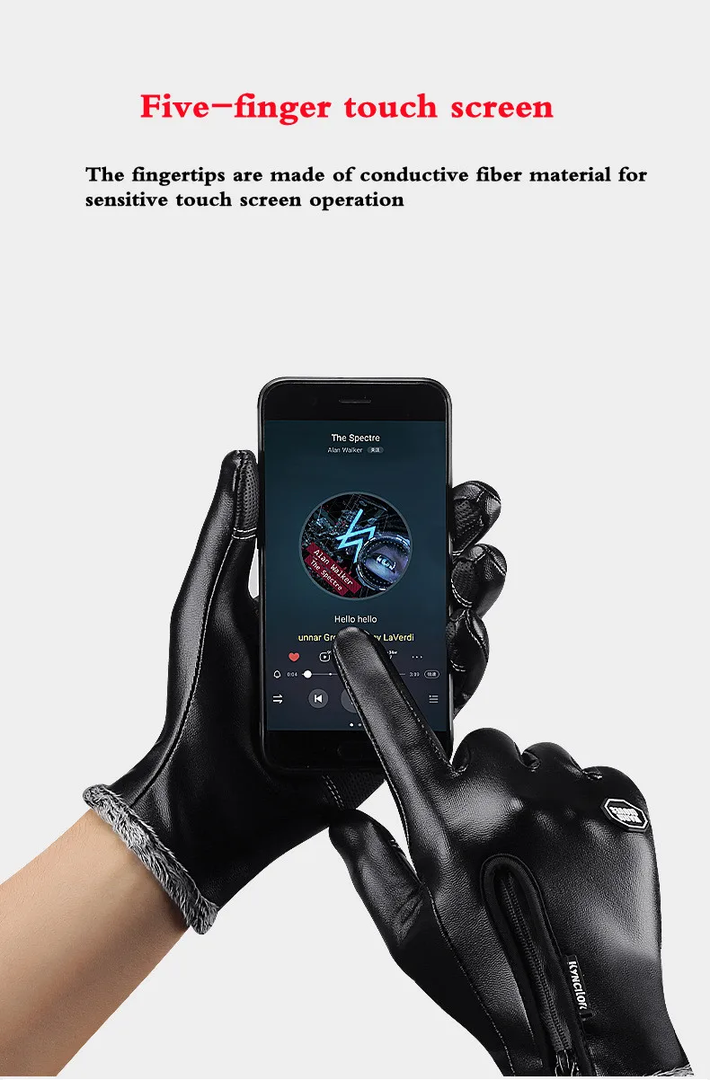 New xiaomi mijia touch screen sports gloves non-slip wear-resistant plus velvet warm and windproof leather gloves for riding