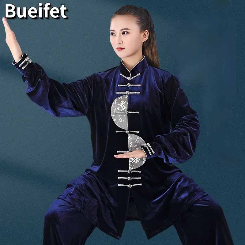 

Taichi Uniform Autumn Winter Kungfu Clothing Velvet Long Sleeve Traditional Martial Arts WingChun Suit Taijiquan Practice Suit