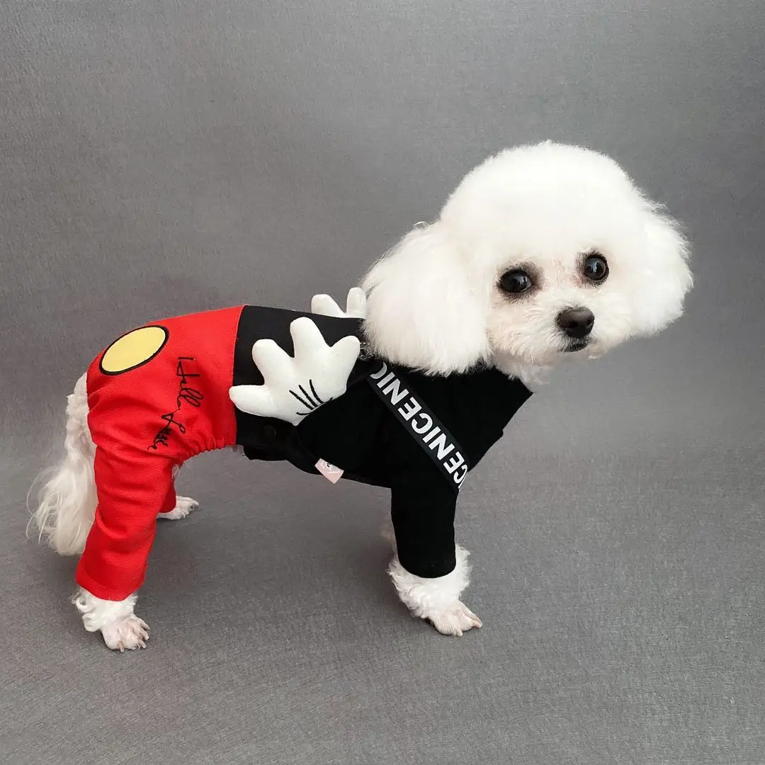 Cute Black And Red Dog Jumpsuit Fleece Pet Chihuahua Pants Overall Summer Spring Clothes For Small Medium Drop Shipping Pugs