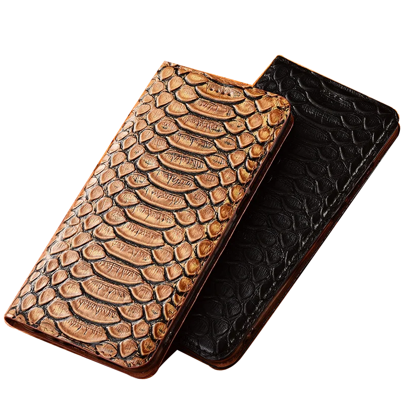 Python Natural Leather Magnetic Phone Cover Card Holder Case For Xiaomi Poco M3/Xiaomi Poco M2/Xiaomi Poco X3 NFC Phone Cases