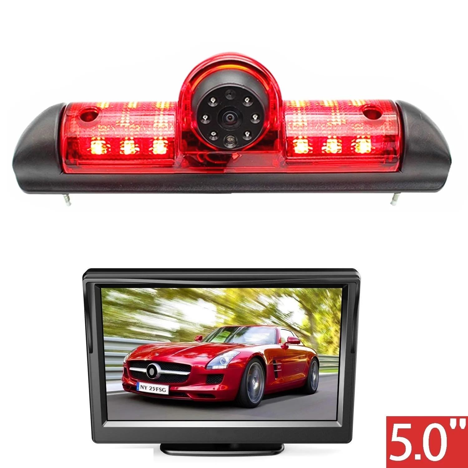 HD 720P E9 Brake Light Rear view Camera Stop lights + 5'' monitor for Fiat Ducato/Citroen Jumper/Relay/Peugeot Boxer 2006-2019