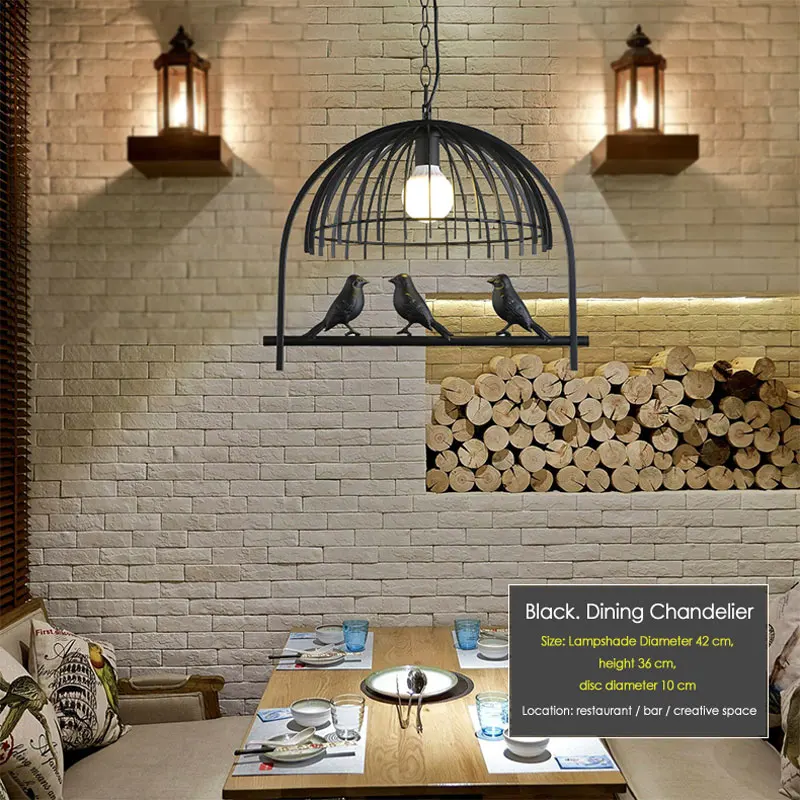 Black Nordic Bird Lights Bedroom Dining Room Pendant Lamp Kitchen Lamp Restaurant Cafe Light Chandelier DropLight
