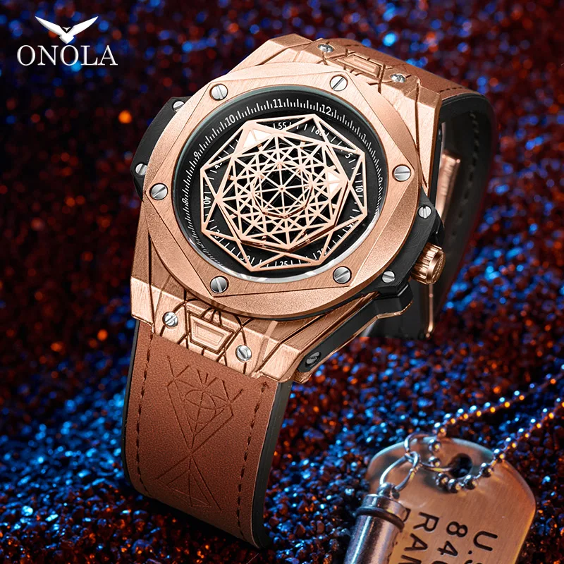 Luxury Gold Top Brand Fashion Cusual Quartz Watch Men Unusual Unique Waterproof Wristwatch Male Relogio Masculino Husband Gift