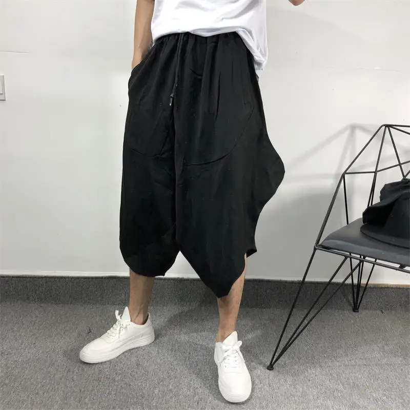 

Men's Harem Pants Spring/Summer New Personality Super Loose Asymmetric Hair Stylist Style Large Size Seven Pants