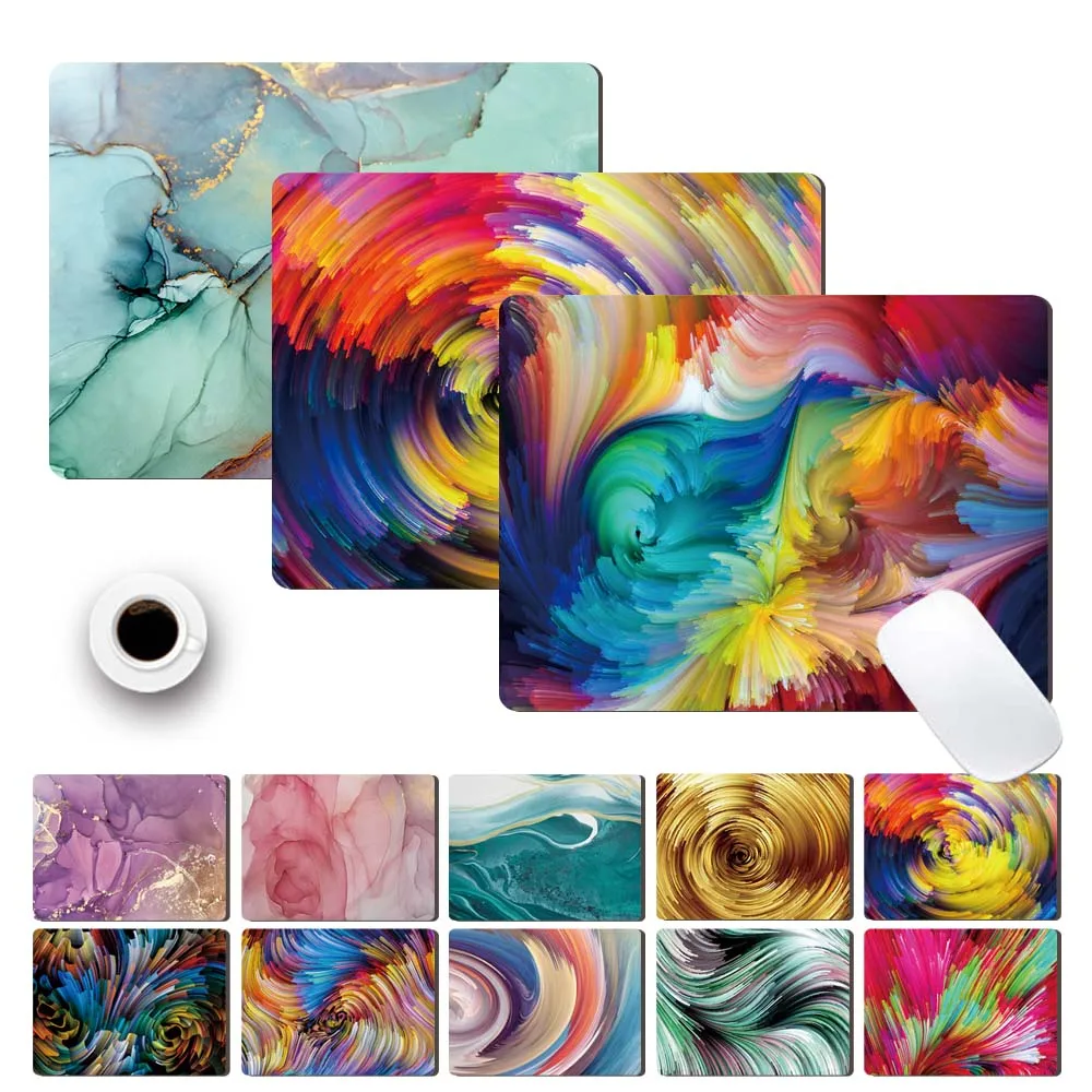 Smooth Waterproof PU Leather Computer Mouse-pad Smooth Game Laptop Mouse Pad Watercolor Pattern Durable Game Mouse Mat