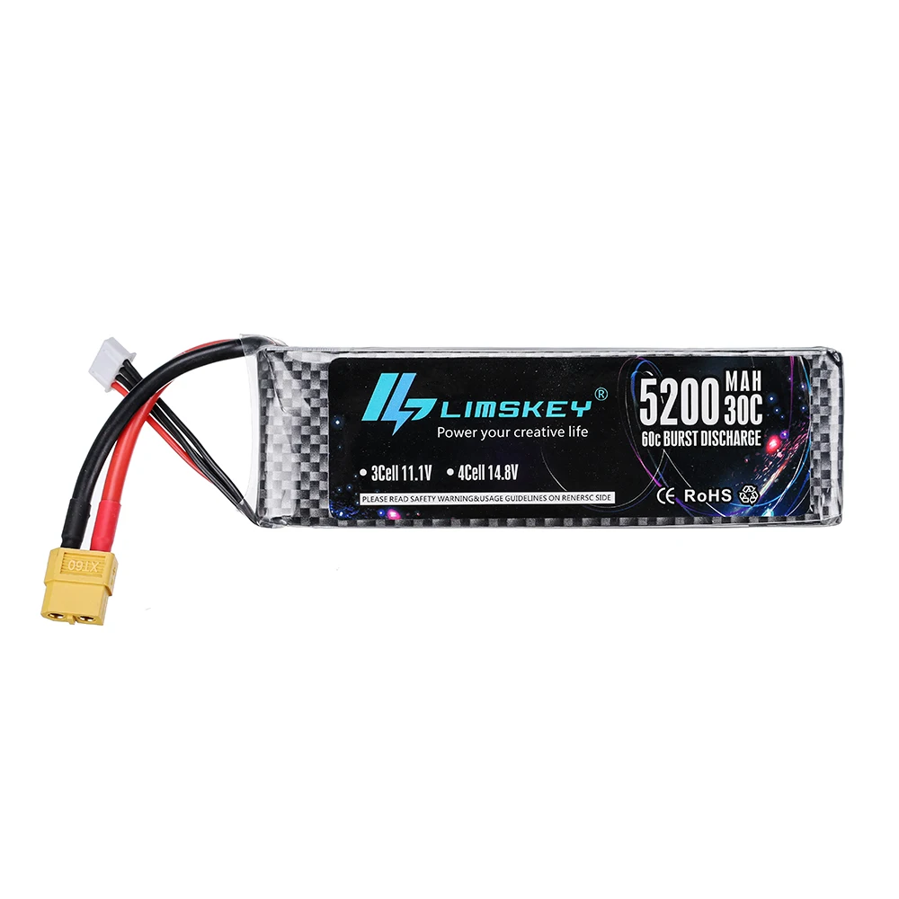 2pcs Limskey Lipo battery 3S 11.1V 5200MAH 30C AKKU RC Battery For Rc Helicopter Quadcopter Drone RC Car Boat 11.1 V battery