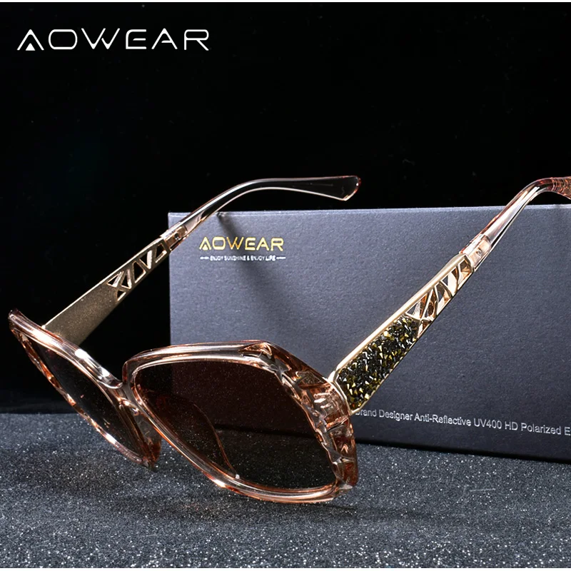 AOWEAR Luxury Square Oversized Sunglasses Women Polarized Brand Design Vintage Sun Glasses Ladies Outdoor Shades Eyewear Oculos