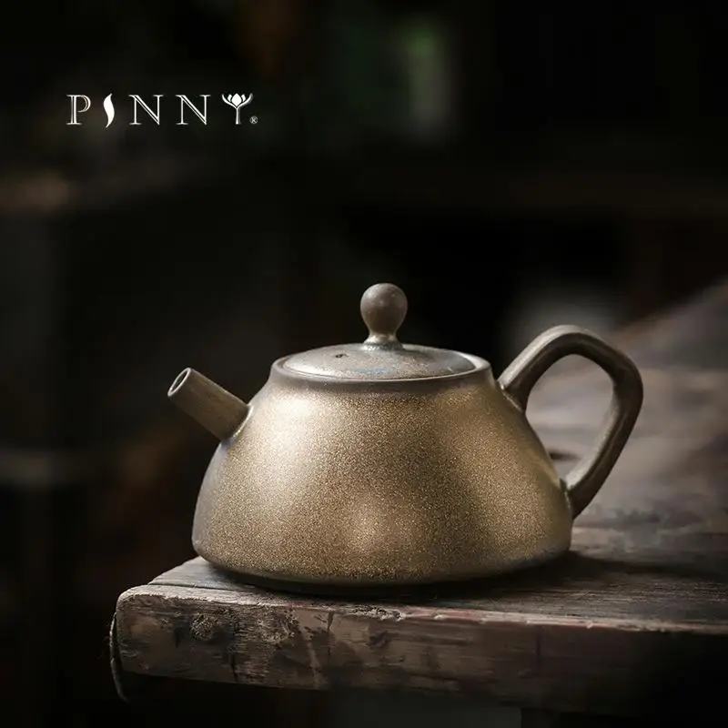 

PINNY Ceramic 180ML Retro Gold Glaze Teapot Vintage Japanese Style Kung Fu Tea Pot Pottery Pigmented Drinkware