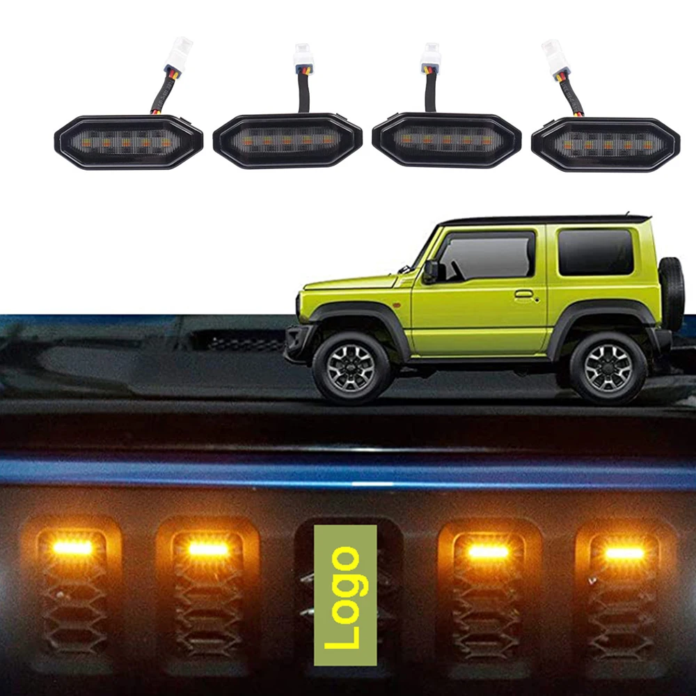 

Обновленные светодиодные лампы с передней решеткой радиатора, 4 шт., декоративсветильник лампы с белым и желтым светом и ромбом для Suzuki-Jimny JB64 JB74 2019