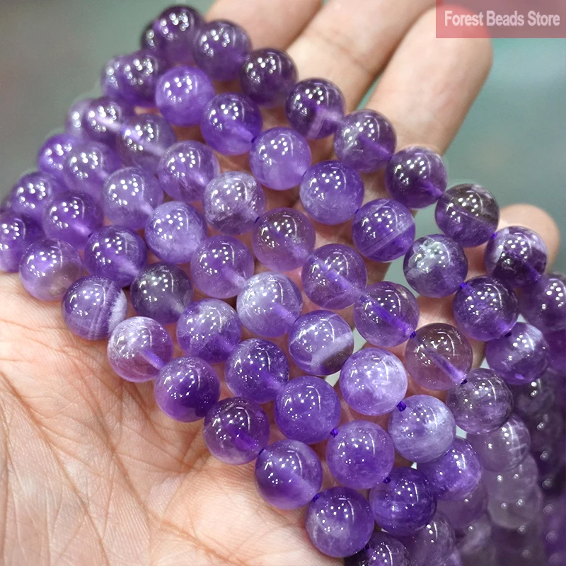 Natural Purple Crystal Beads Amethysts Round Beads Diy Bracelet Necklace Pendants for Jewelry Making 15\