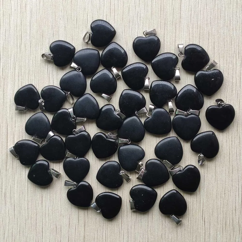 Natural Obsidian stone love heart Fashion good quality pendants 20mm for jewelry making 25pcs/lot Wholesale fast shipping