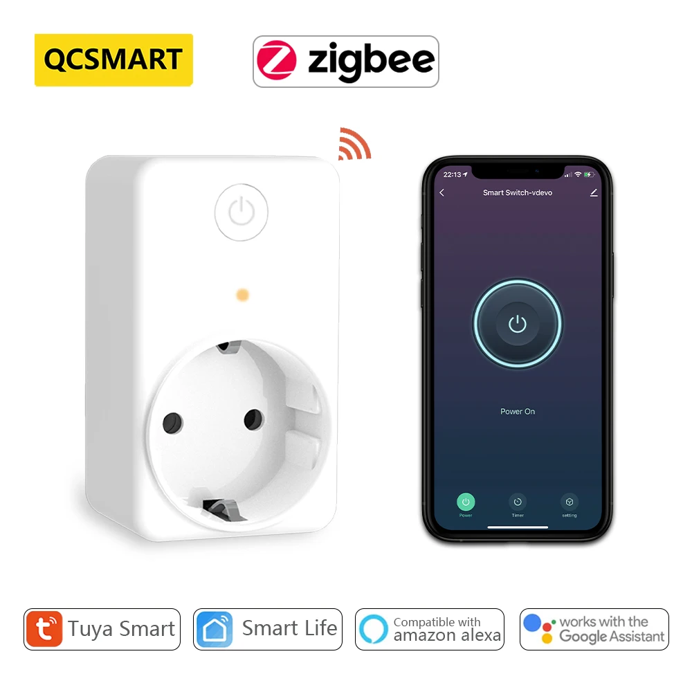 ZigBee 3.0 Mesh EU Socket 16A Plug Remote Control by Tuya Smart Life App Timer Voice Google Home Work with ZigBee2MQTT Assiatant