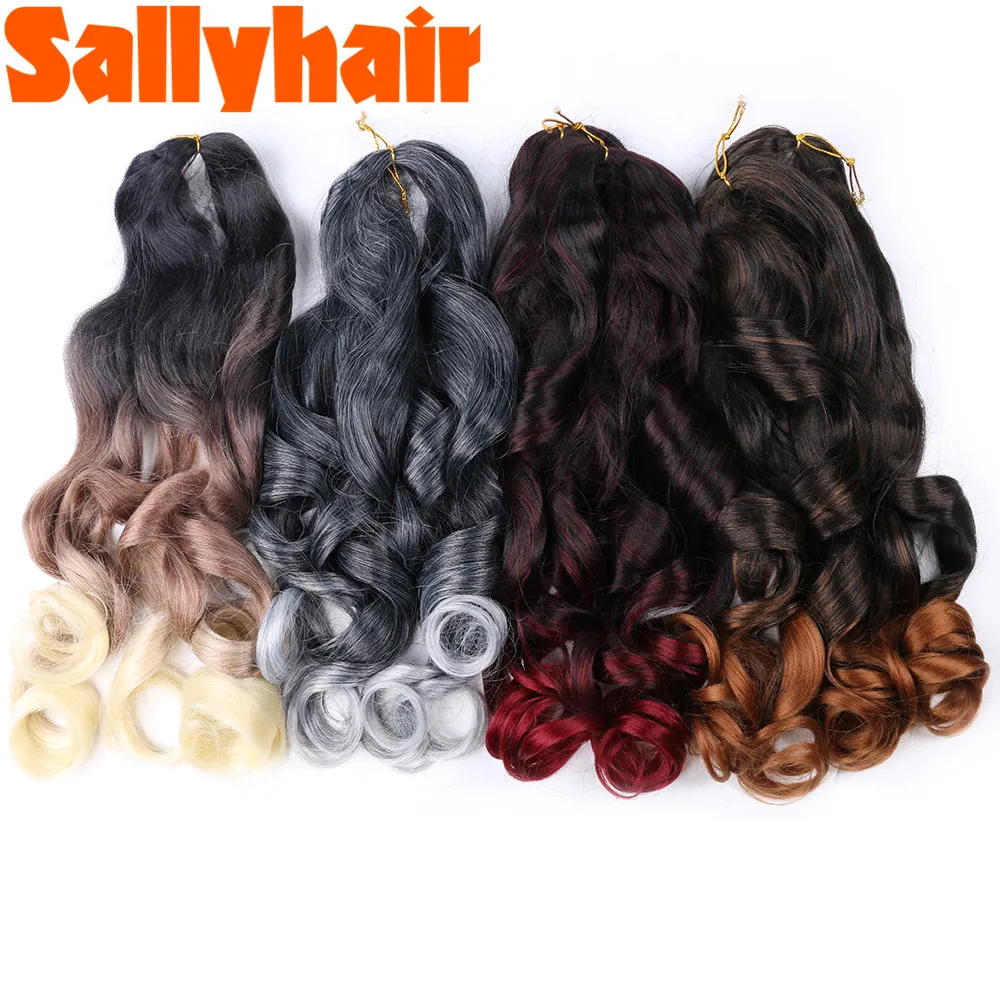 Sallyhair 22 24inch Synthetic Spiral Curls Crochet Braiding Hair High Temperature Fiber Loose Wavy Hair Extensions For Women