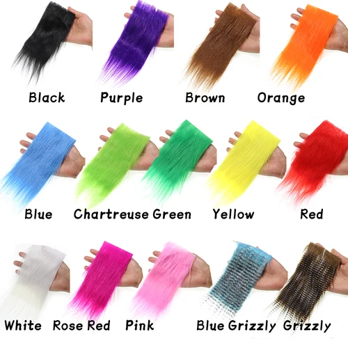 Imagen 2 del producto WIFREO, 2 piezas, atado de moscas, pelo largo y peludo, piel artesanal, fibra sintética Artificial esponjosa, materiales para el cuerpo y la cola para Lucio, lubina, mosca de agua salada