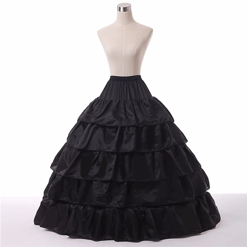 

Ball Gown 5 Layers 4 Hoops White/Black Wedding Slip Underskirt Crinoline For Formal Wedding Dresses