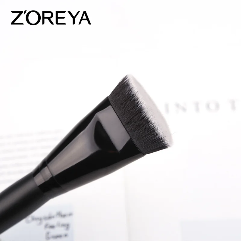 Zoreya-인조 섬유 뷰티 도구, 블랙 우드 핸들 메이크업 브러쉬, 파우더 파운데이션 브러쉬, 여성을 위한 화장품 선물, 인기 판매