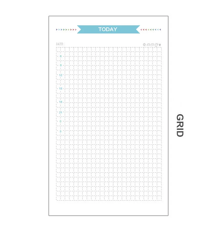 A5 A6 Refill Loose-leaf Binder Inside Page To Do/Weekly/Monthly/Grid Agenda School Stationery